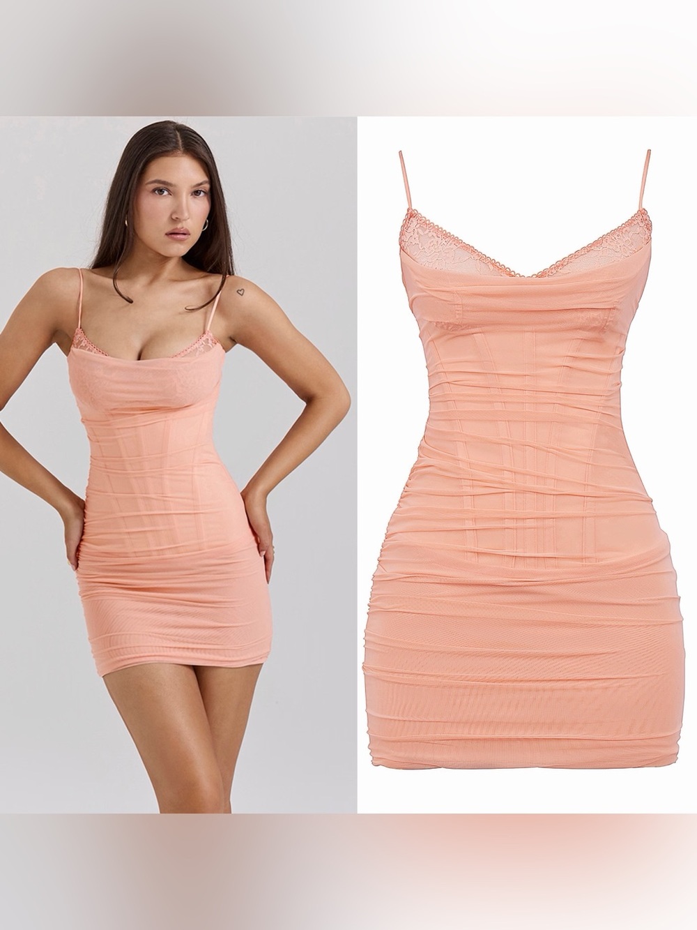 House of CB- JUNO Sorbet Corset Mini Dress Orange Size M PLUS CUP Mesh